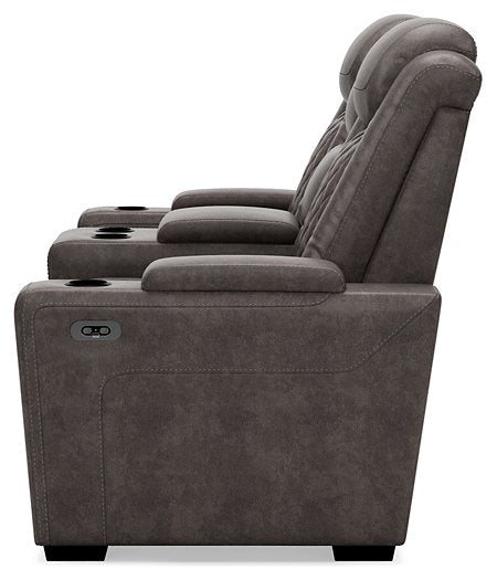 HyllMont Power Reclining Loveseat with Console - Half Price Furniture