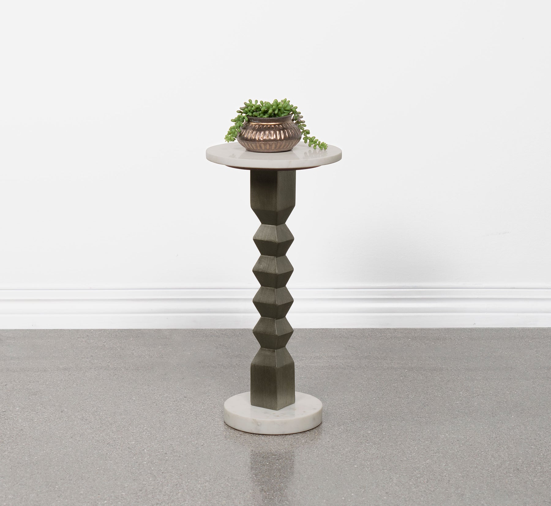 Colette Round Marble Top Side Table White and Dark Grey Half Price Furniture