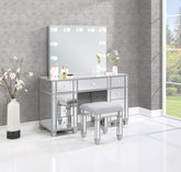 Allora 9-drawer Mirrored Storage Vanity Set with Hollywood Lighting Metallic  Las Vegas Furniture Stores
