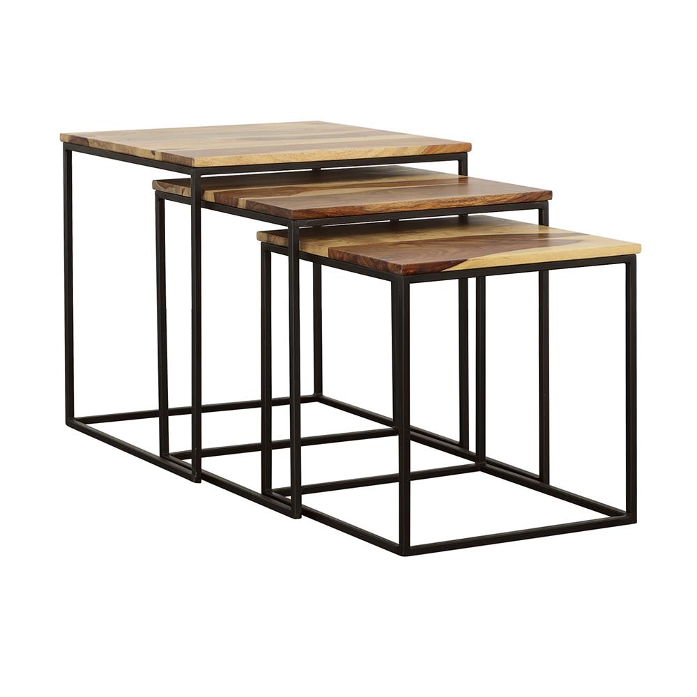 Belcourt 3-piece Square Nesting Tables Natural and Black Belcourt 3-piece Square Nesting Tables Natural and Black Half Price Furniture