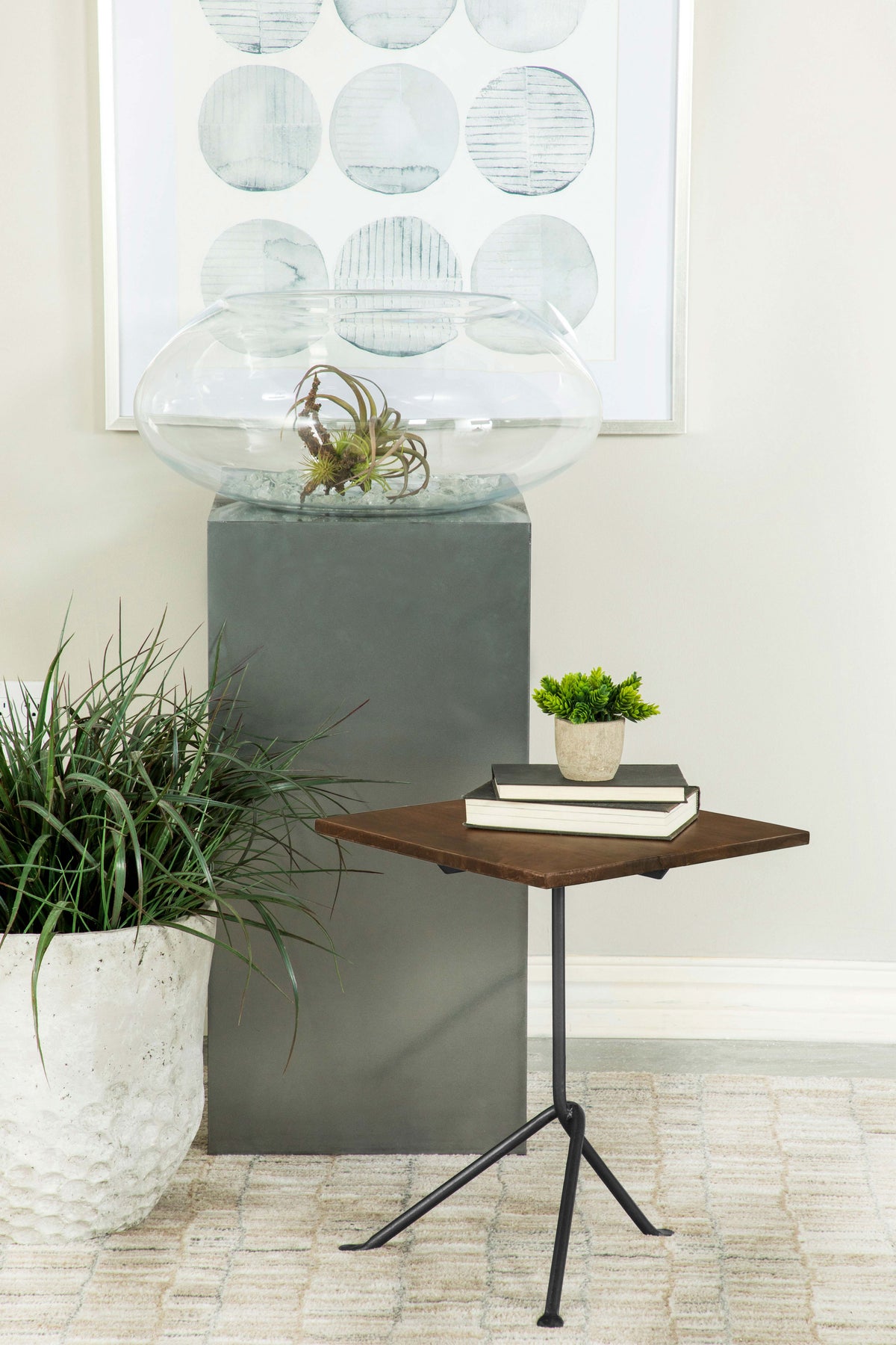 Heitor Square Accent Table with Tripod Legs Dark Brown and Gunmetal  Las Vegas Furniture Stores