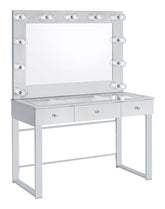 Umbridge 3-drawer Vanity with Lighting Chrome and White  Las Vegas Furniture Stores