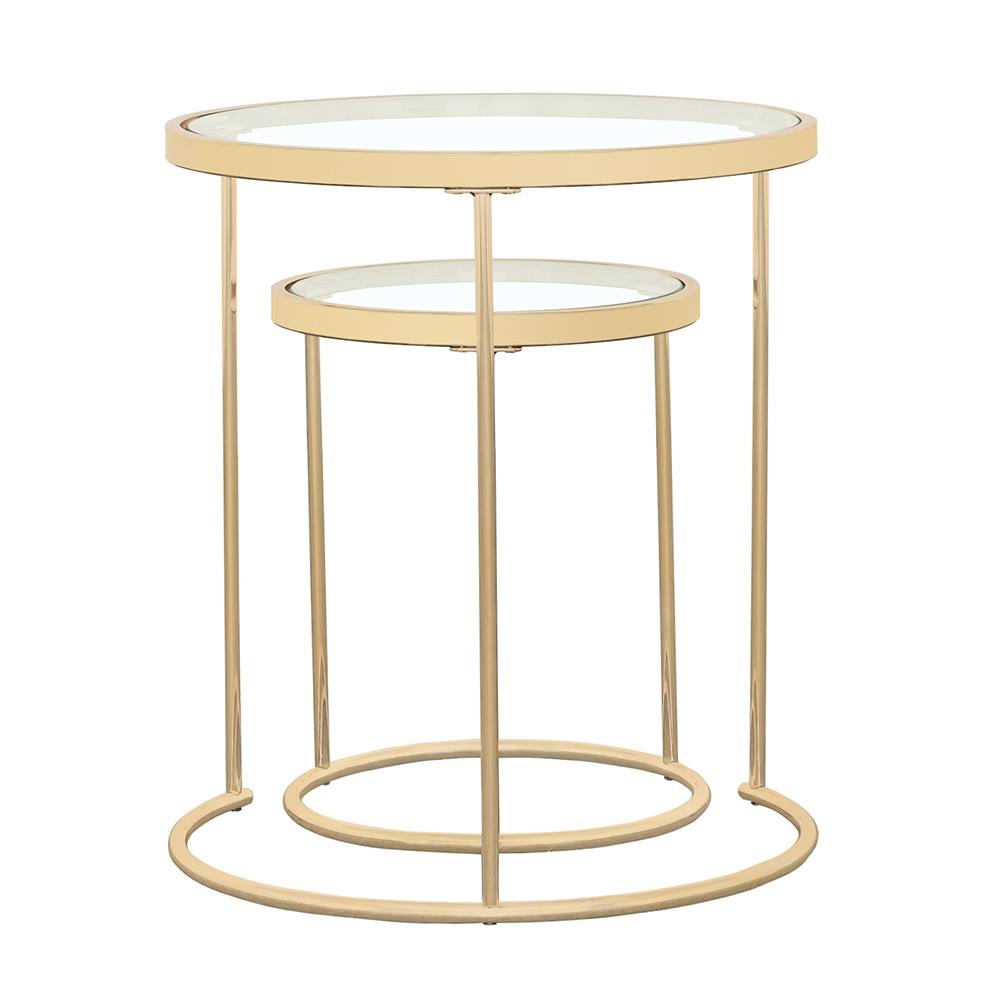 Maylin 2-piece Round Glass Top Nesting Tables Gold  Las Vegas Furniture Stores