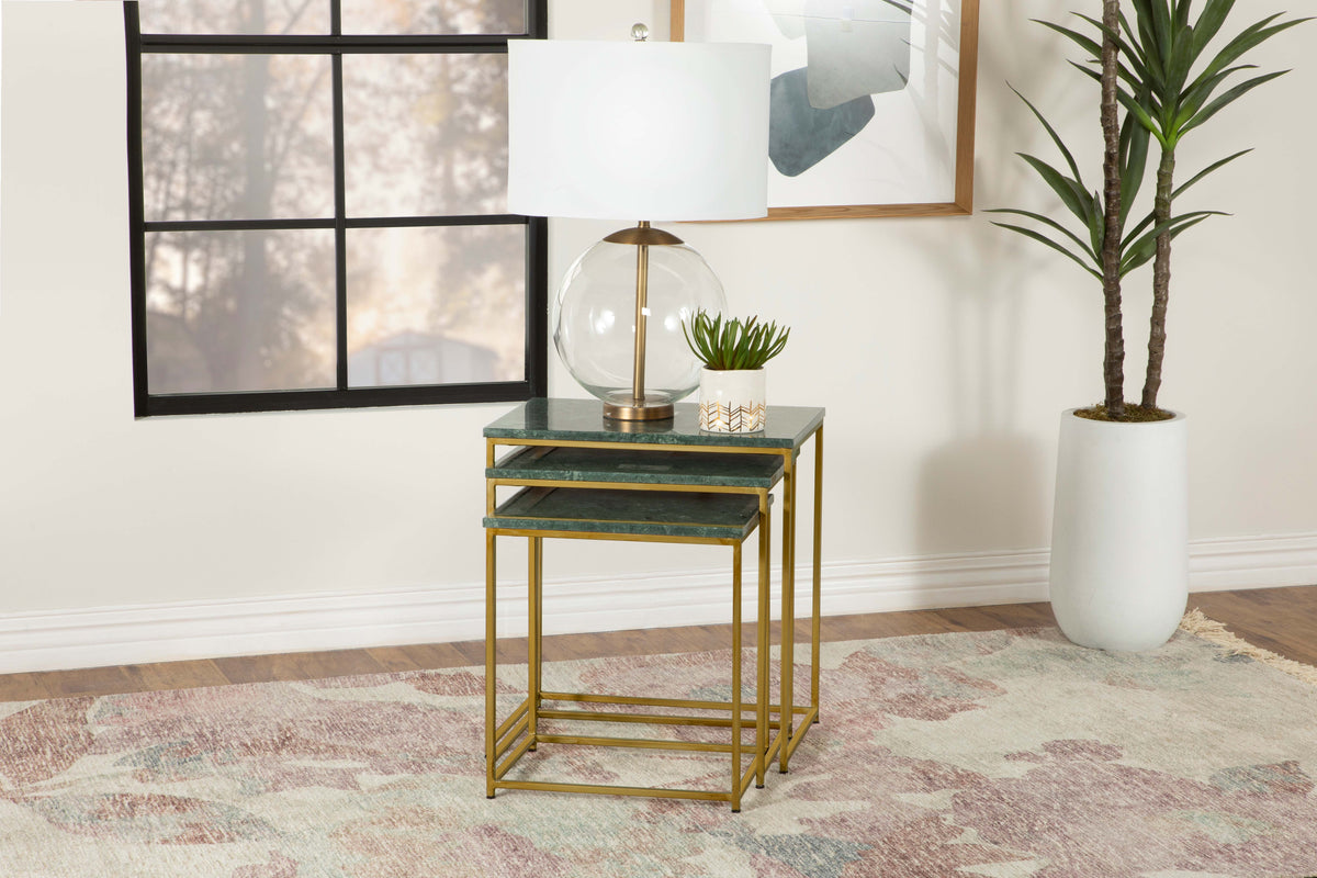 Medora 3-piece Nesting Table with Marble Top Medora 3-piece Nesting Table with Marble Top Half Price Furniture