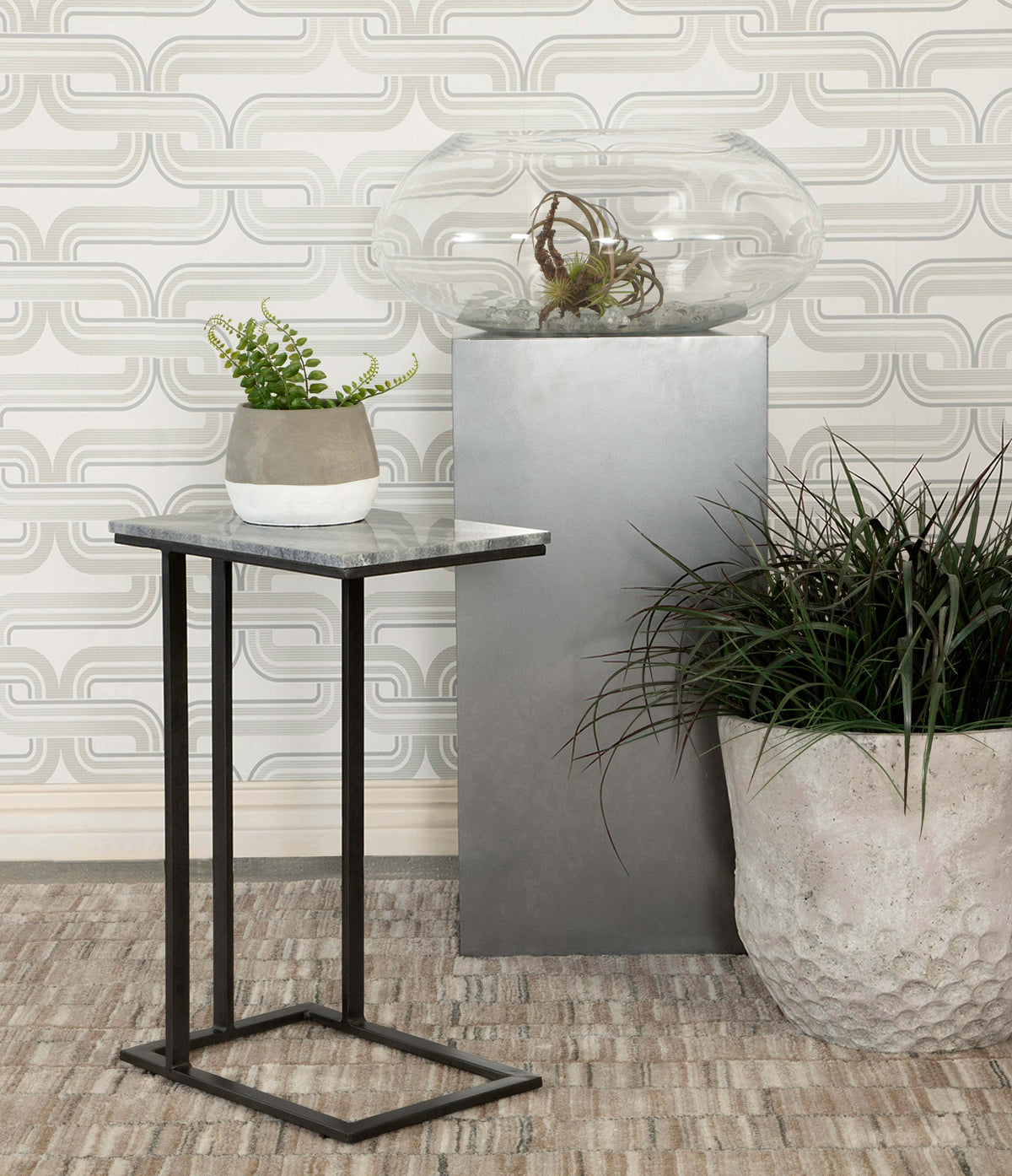 Vicente Accent Table with Marble Top Grey  Las Vegas Furniture Stores