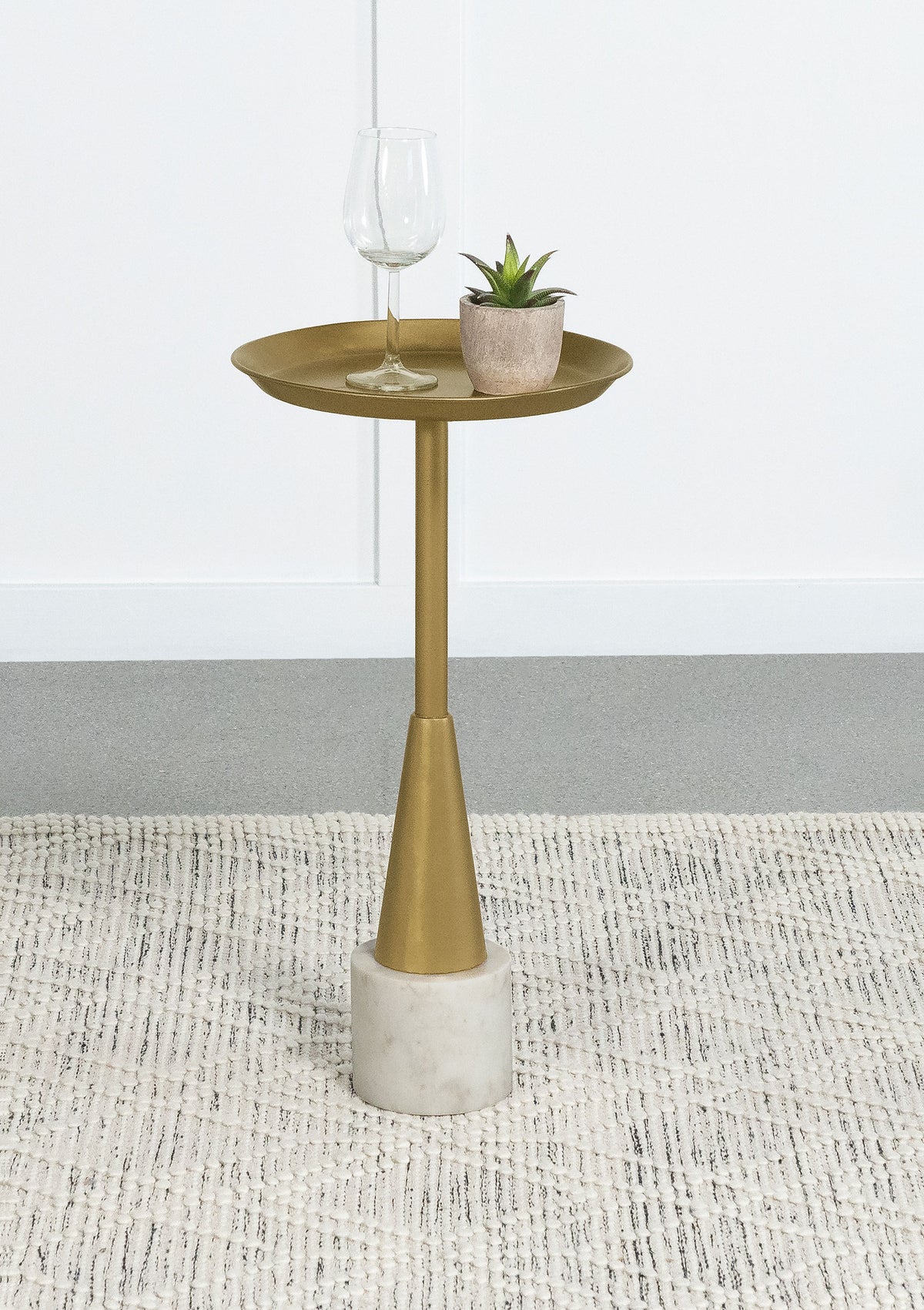 Alpine Round Metal Side Table White and Gold  Las Vegas Furniture Stores