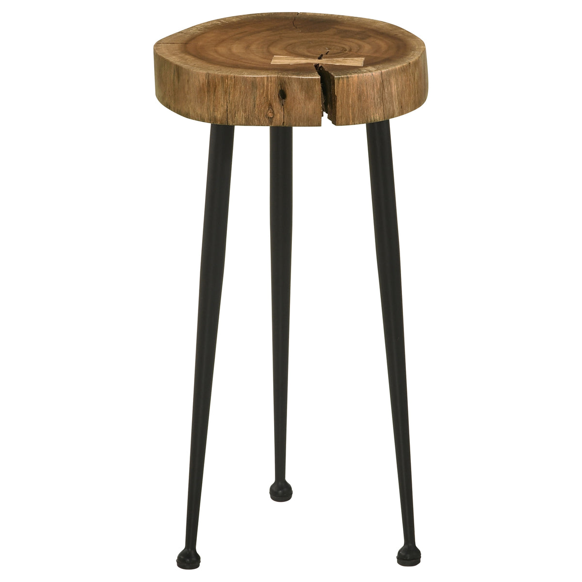 Keith Round Wood Top Side Table Natural and Black  Las Vegas Furniture Stores