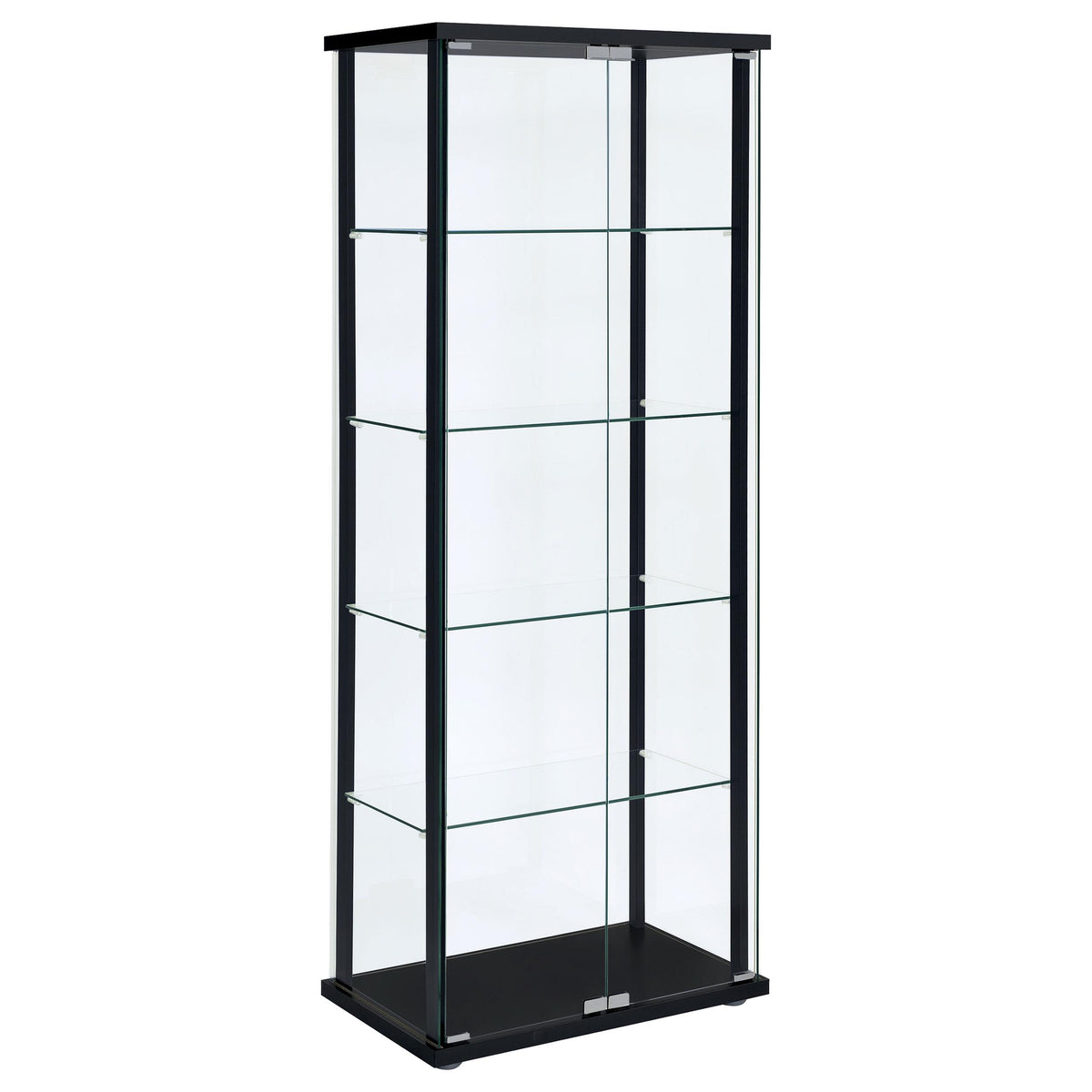 Delphinium 5-shelf Glass Curio Cabinet Black and Clear Delphinium 5-shelf Glass Curio Cabinet Black and Clear Half Price Furniture