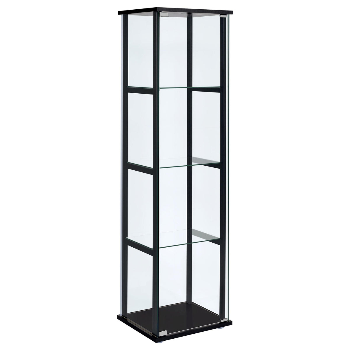 Cyclamen 4-shelf Glass Curio Cabinet Black and Clear Half Price Furniture