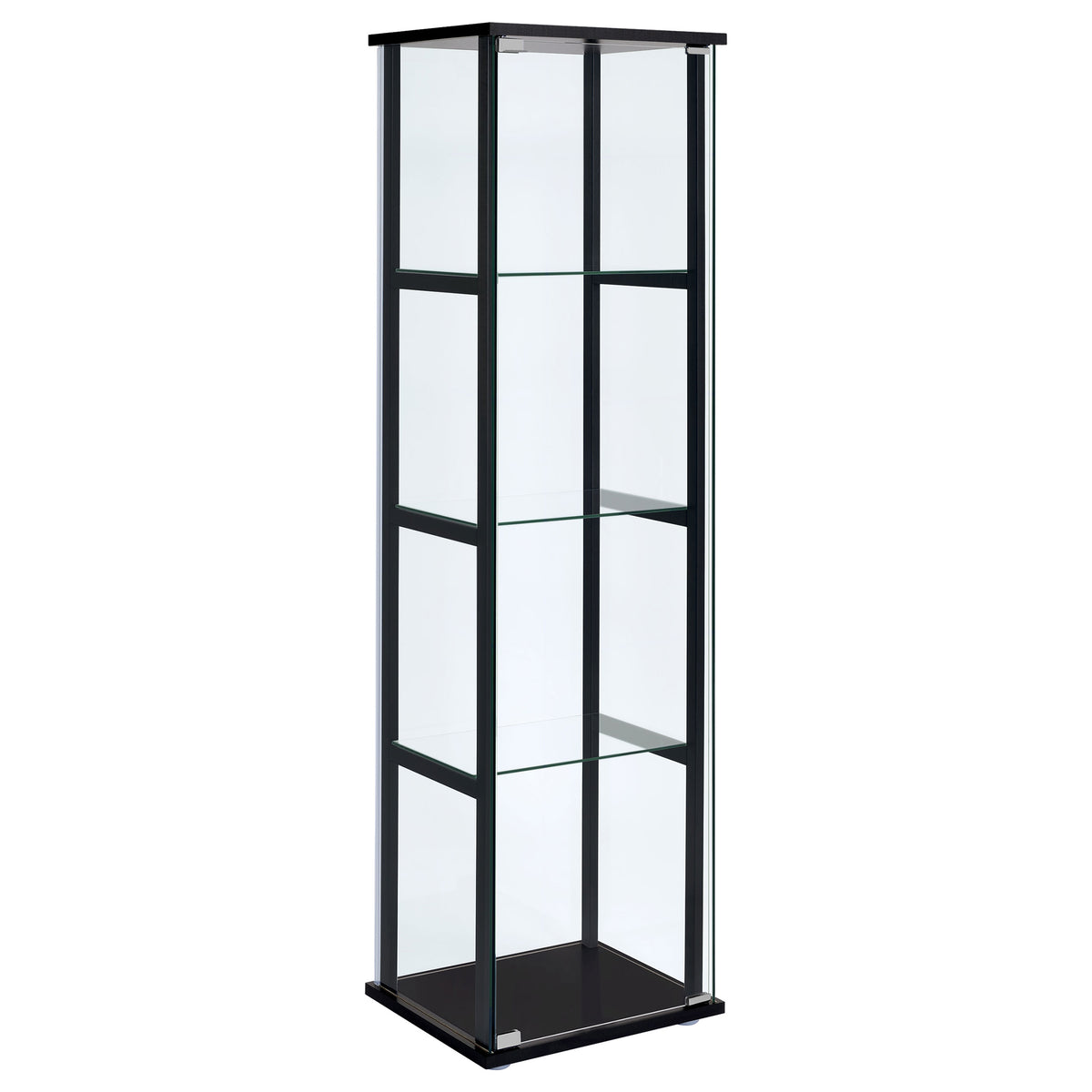 Cyclamen 4-shelf Glass Curio Cabinet Black and Clear  Las Vegas Furniture Stores