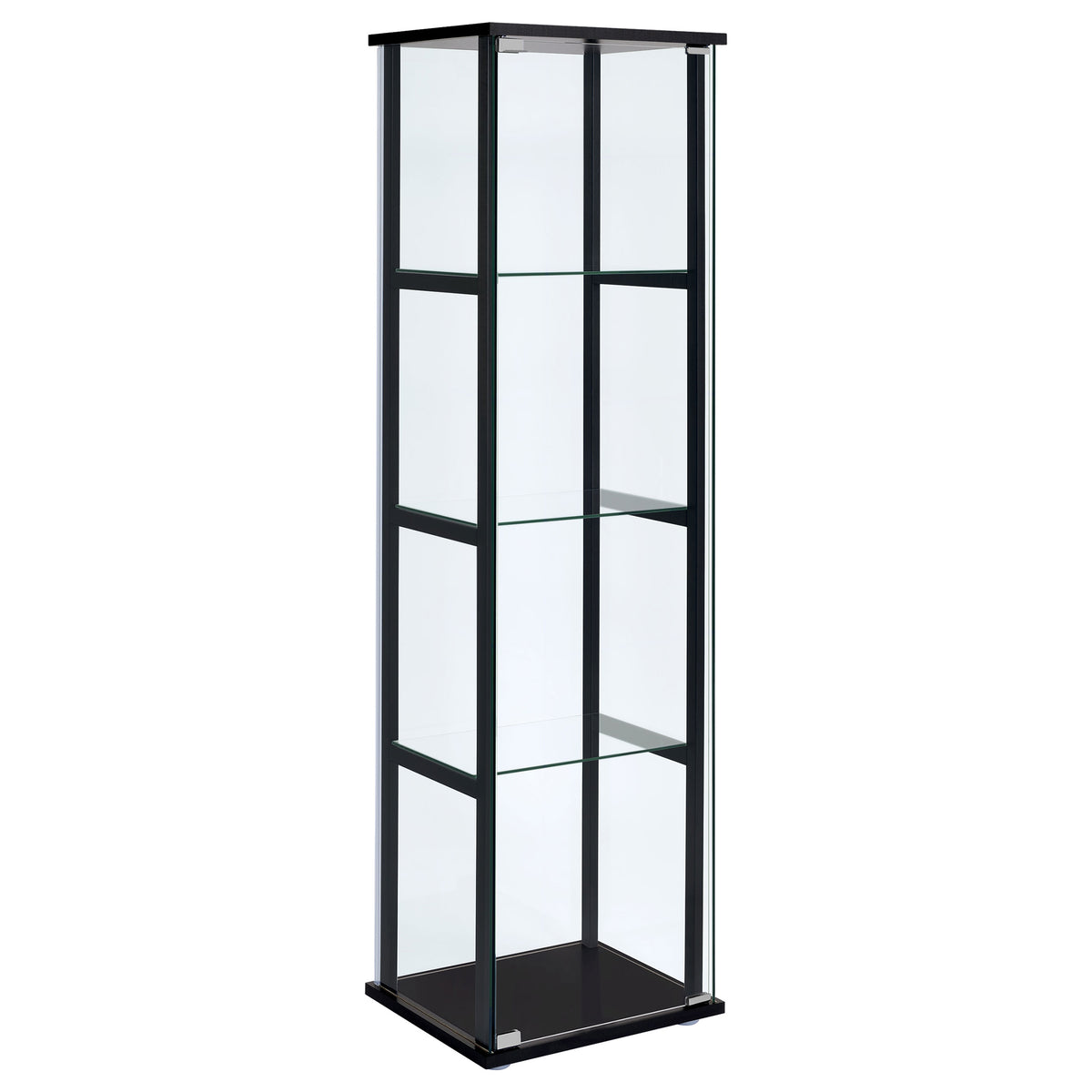 Cyclamen 4-shelf Glass Curio Cabinet Black and Clear Half Price Furniture