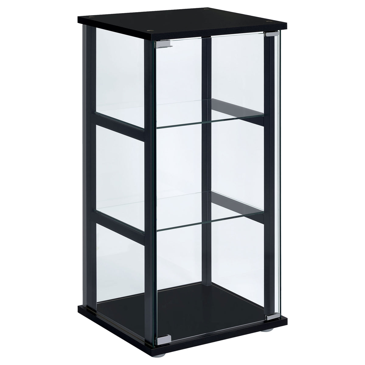 Cyclamen 3-shelf Glass Curio Cabinet Black and Clear Half Price Furniture