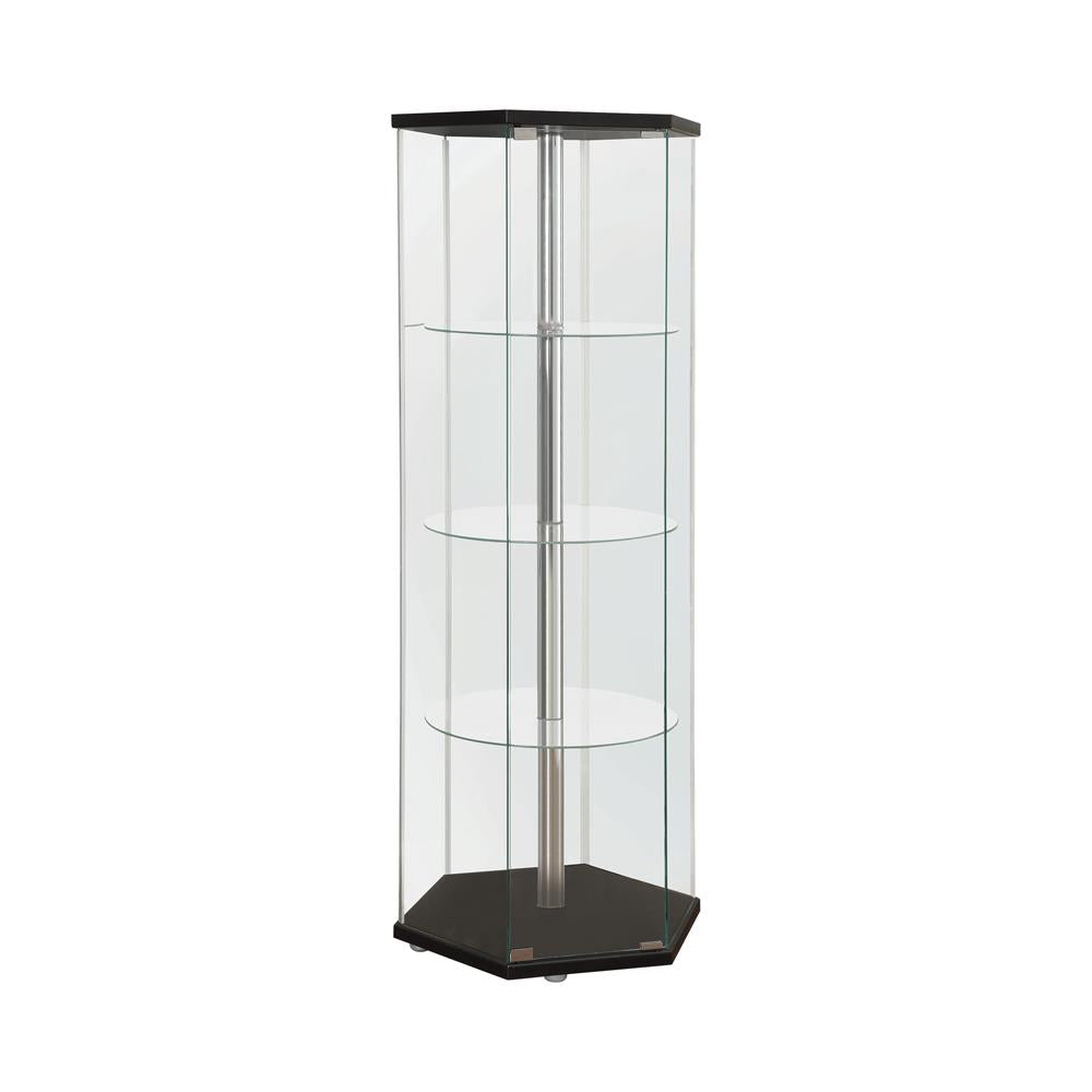 Traditional Glass Hexagon Curio Cabinet Half Price Furniture