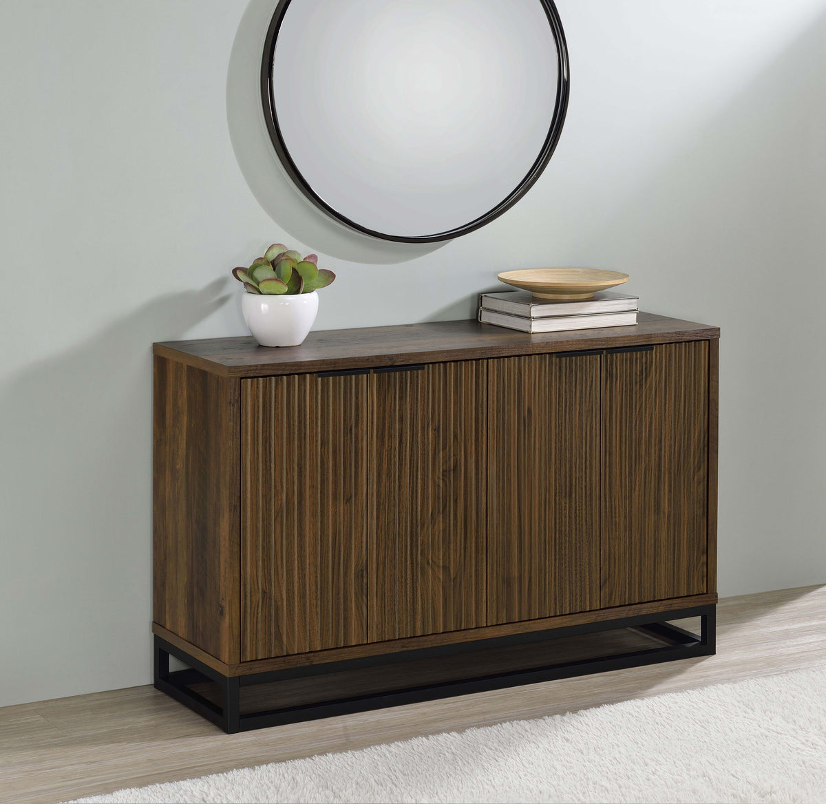Ryatt 4-door Engineered Wood Accent Cabinet Dark Pine  Las Vegas Furniture Stores