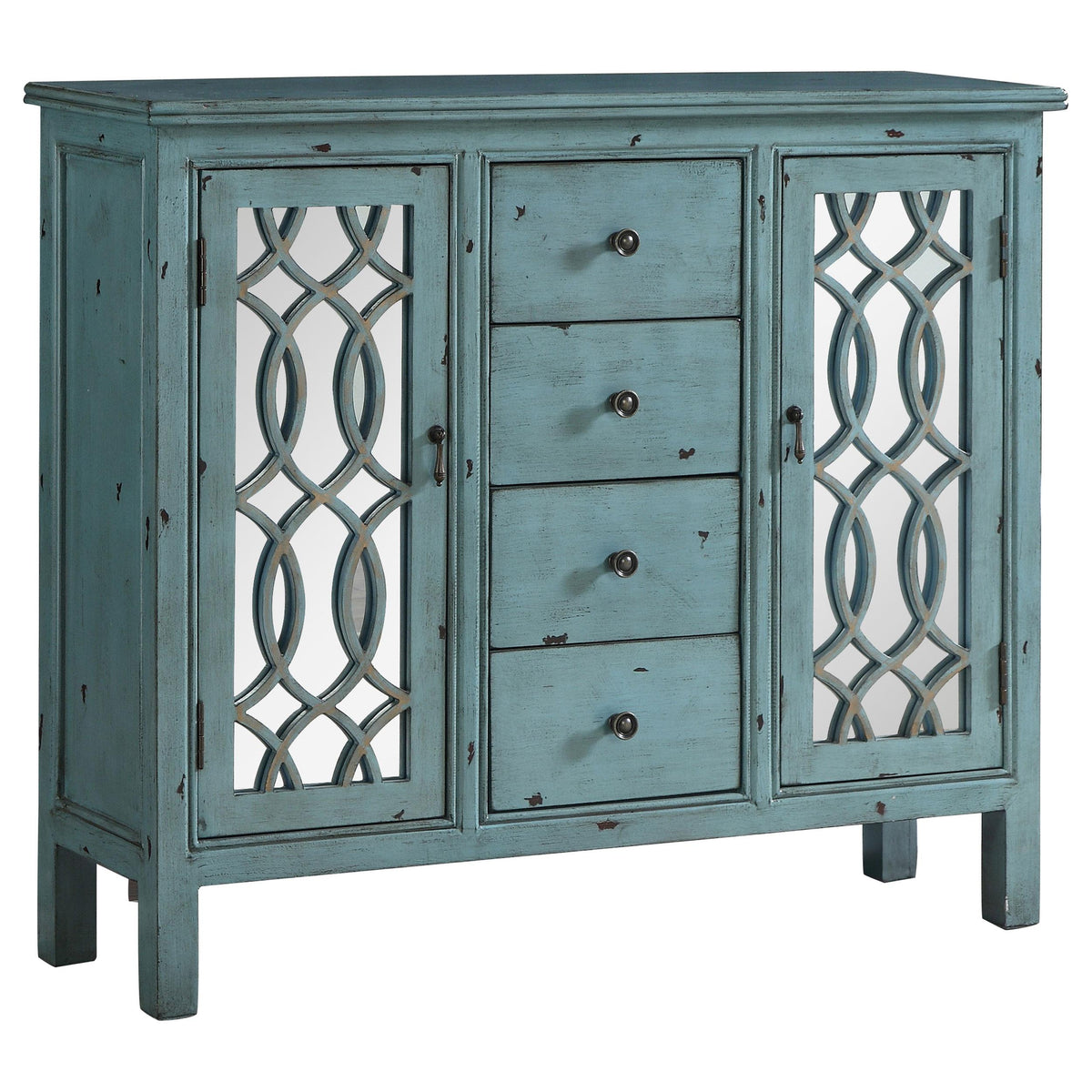 Rue 4-drawer Accent Cabinet Antique Blue  Las Vegas Furniture Stores