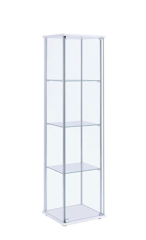 Bellatrix Rectangular 4-shelf Curio Cabinet White and Clear  Las Vegas Furniture Stores