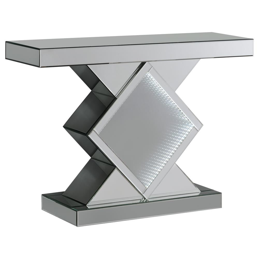 Moody Console Table with LED Lighting Silver Moody Console Table with LED Lighting Silver Half Price Furniture