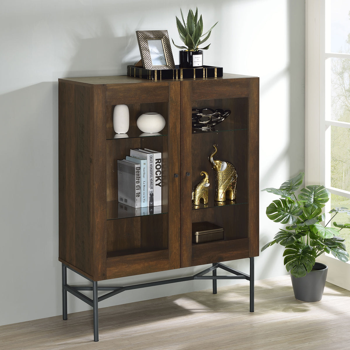 Bonilla 2-door Accent Cabinet with Glass Shelves - Half Price Furniture