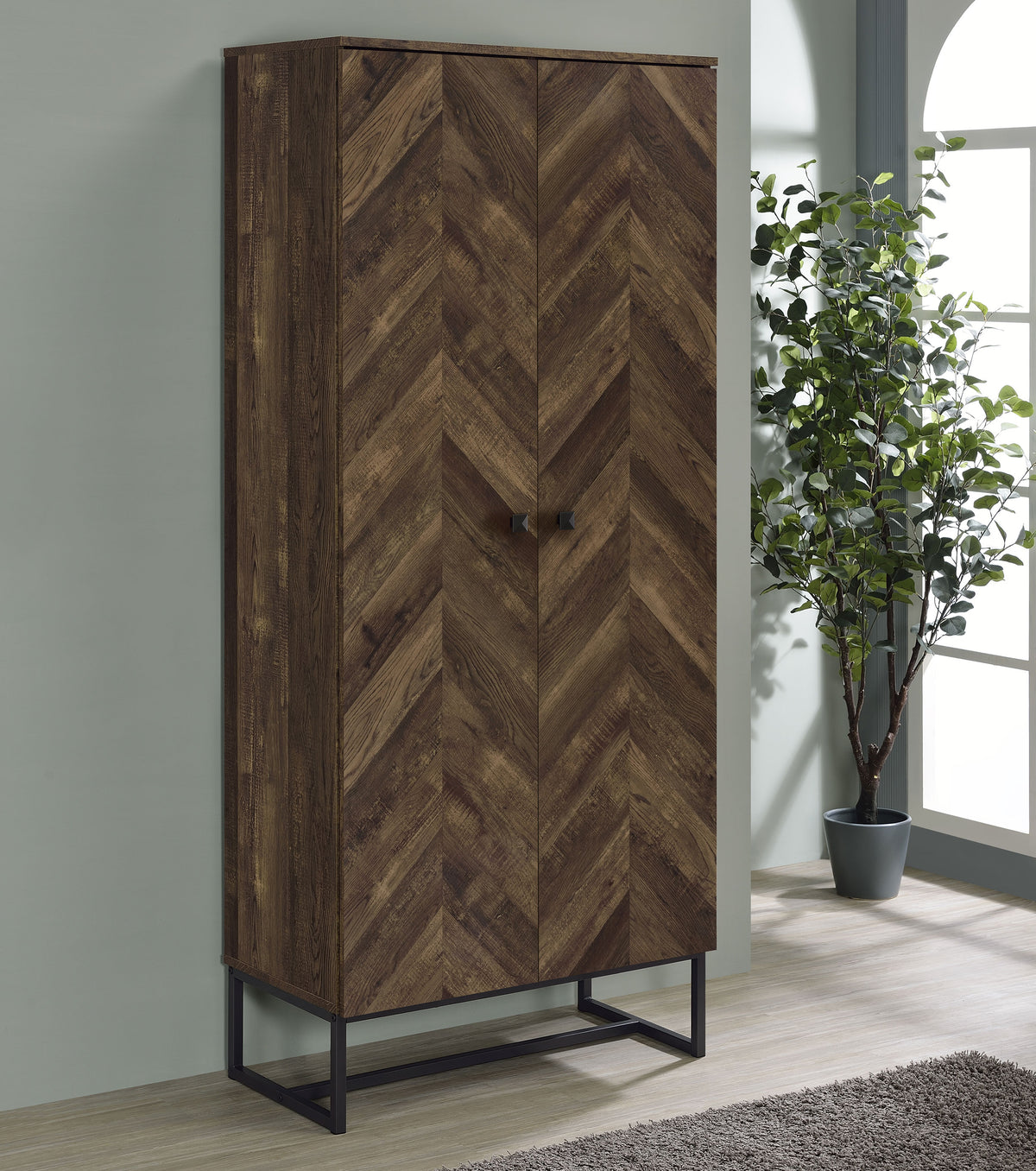 Carolyn 2-door Accent Cabinet Rustic Oak and Gunmetal - Accent Cabinet - Half Price Furniture