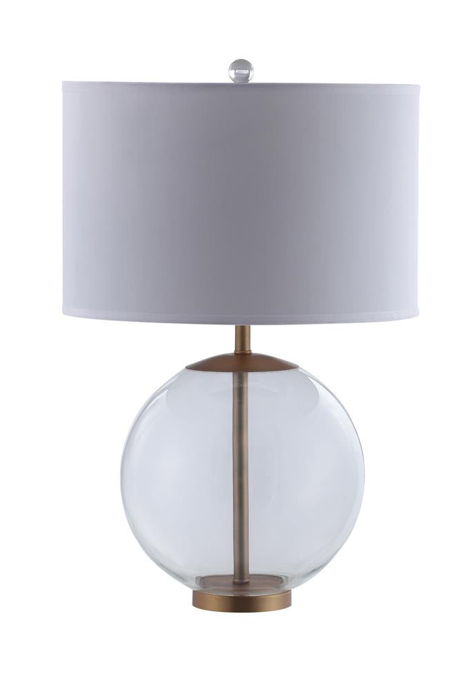 Kenny Drum Shade Table Lamp with Glass Base White  Las Vegas Furniture Stores