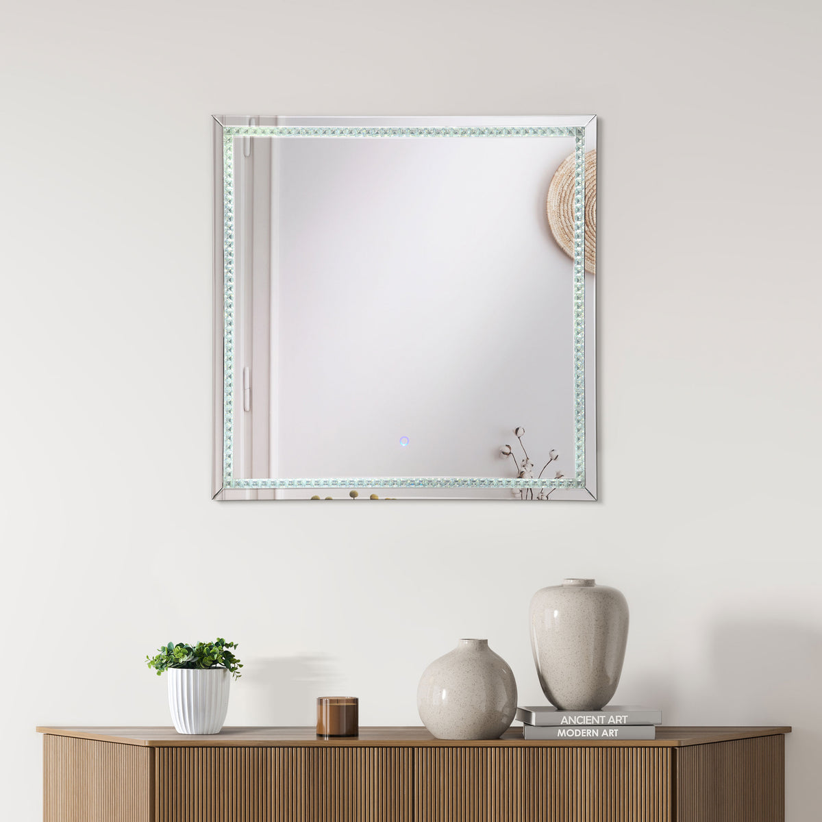 Noelle Square Wall Mirror with LED Lights  Las Vegas Furniture Stores