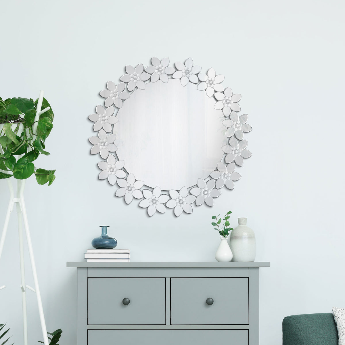 Cordelia Round Floral Frame Wall Mirror  Las Vegas Furniture Stores