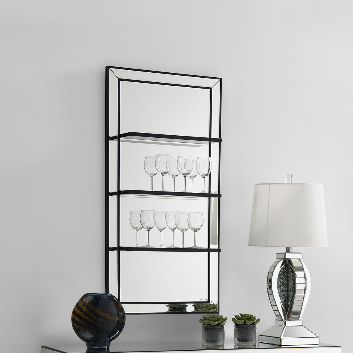 Oriel 3-Shelf Rectangle Wall Mirror  Las Vegas Furniture Stores