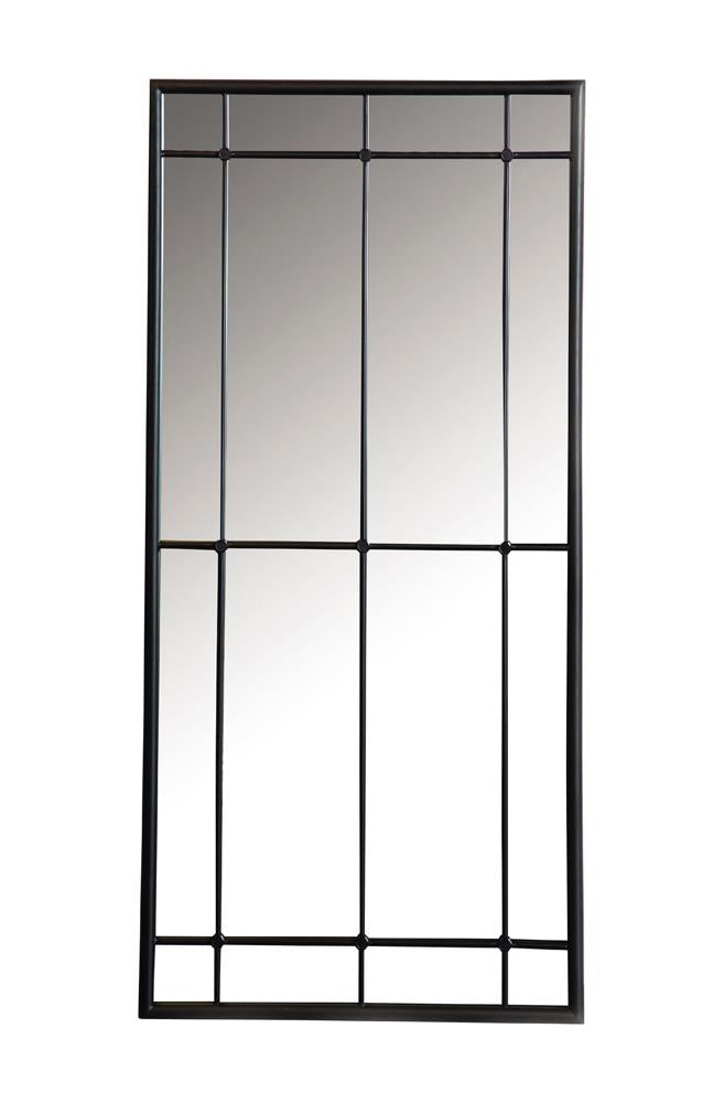 Annetta Rectangular Window Pane Wall Mirror Black Half Price Furniture