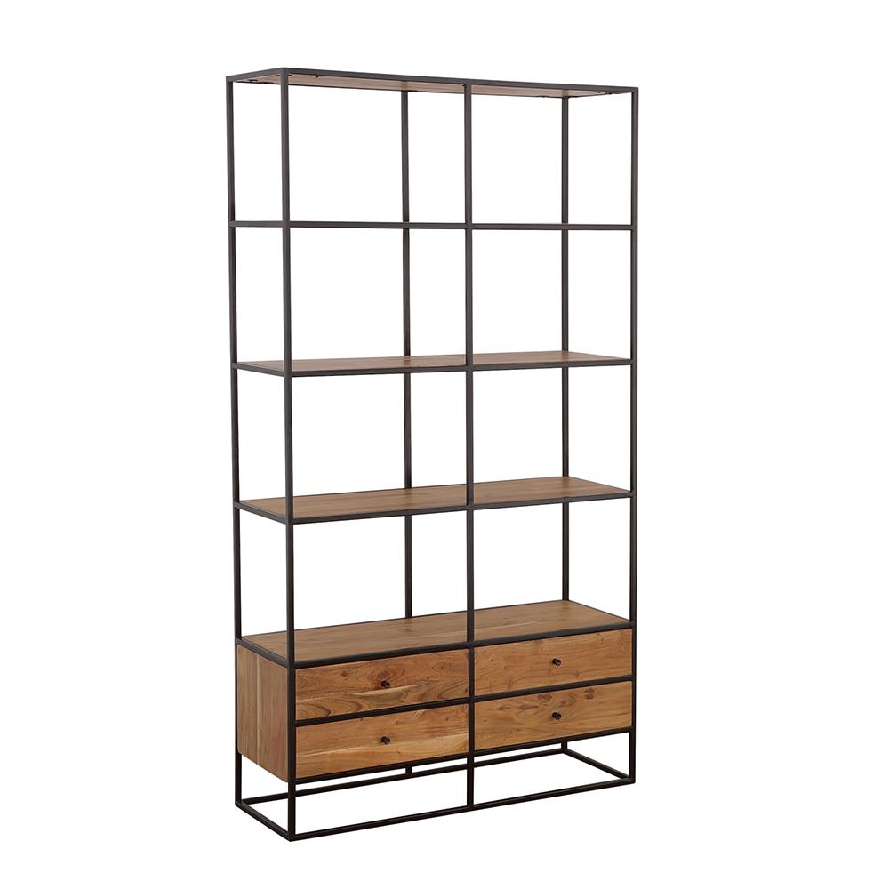 Belcroft 4-drawer Etagere Natural Acacia and Black Half Price Furniture