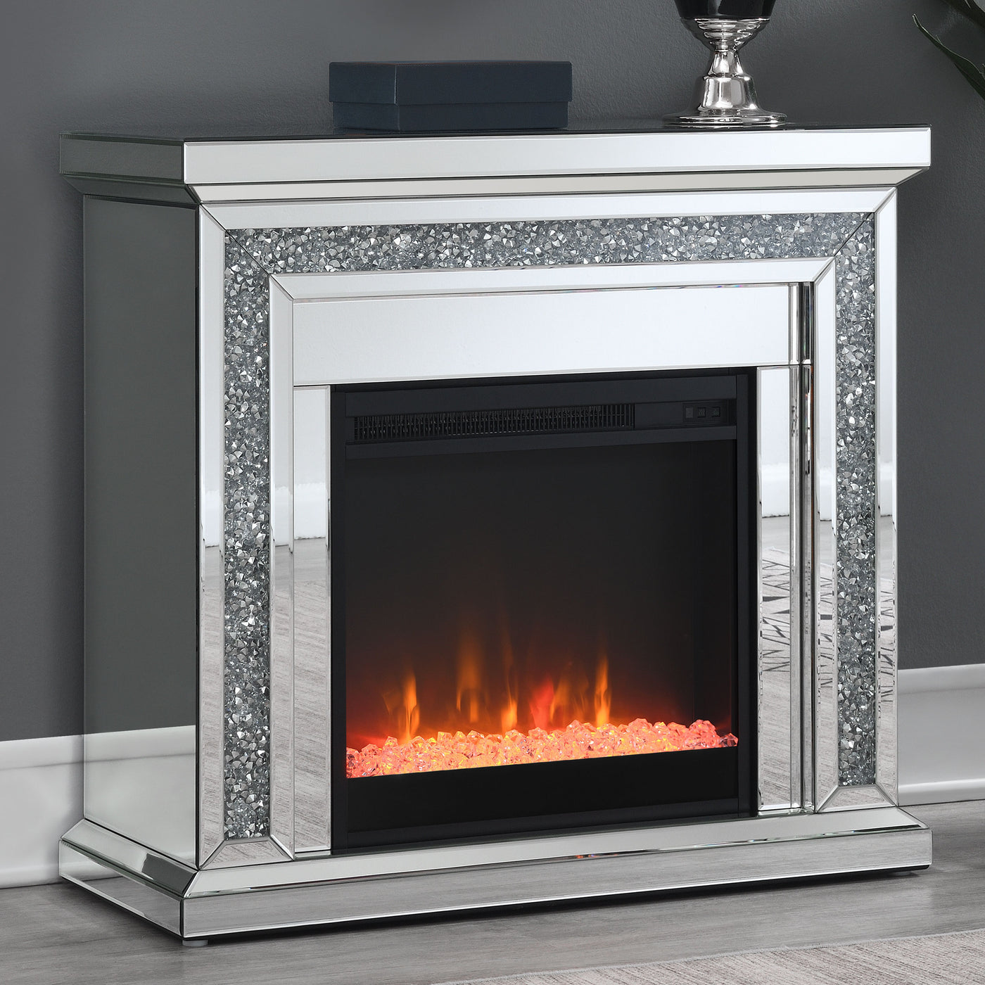Lorelai Rectangular Freestanding Fireplace Mirror Half Price Furniture