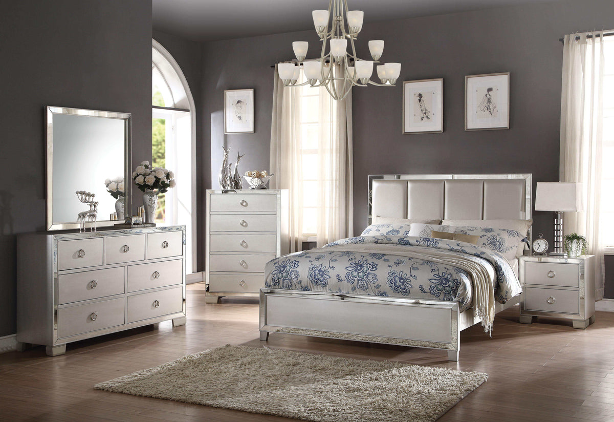 Voeville II Platinum PU & Platinum Eastern King Bed Half Price Furniture