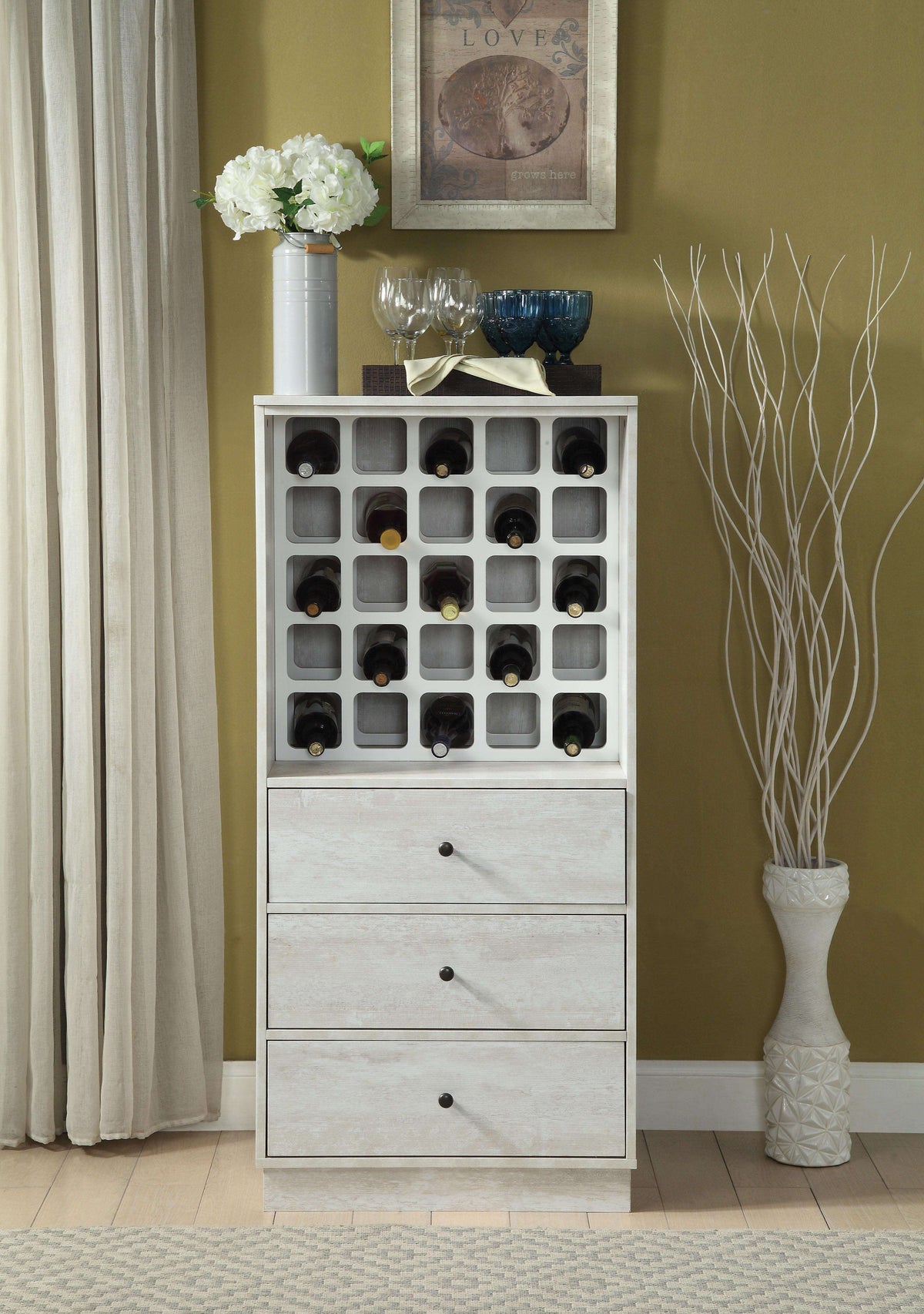Wiesta Antique White Wine Cabinet - Half Price Furniture