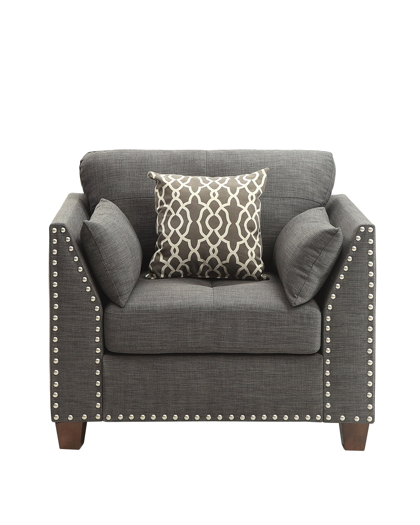 Laurissa Light Charcoal Linen Chair & 3 Pillows Half Price Furniture