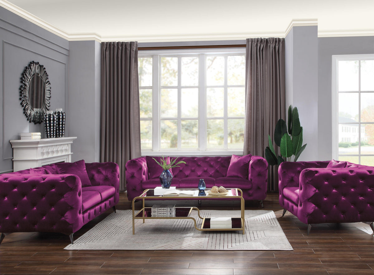 Atronia Purple Fabric Sofa Half Price Furniture