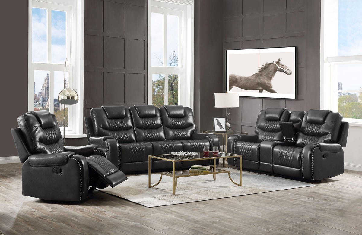 Braylon Magnetite PU Sofa (Motion) Half Price Furniture