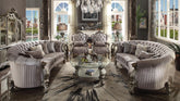 Versailles Velvet & Antique Platinum Sofa w/5 Pillows - Sofa - Half Price Furniture
