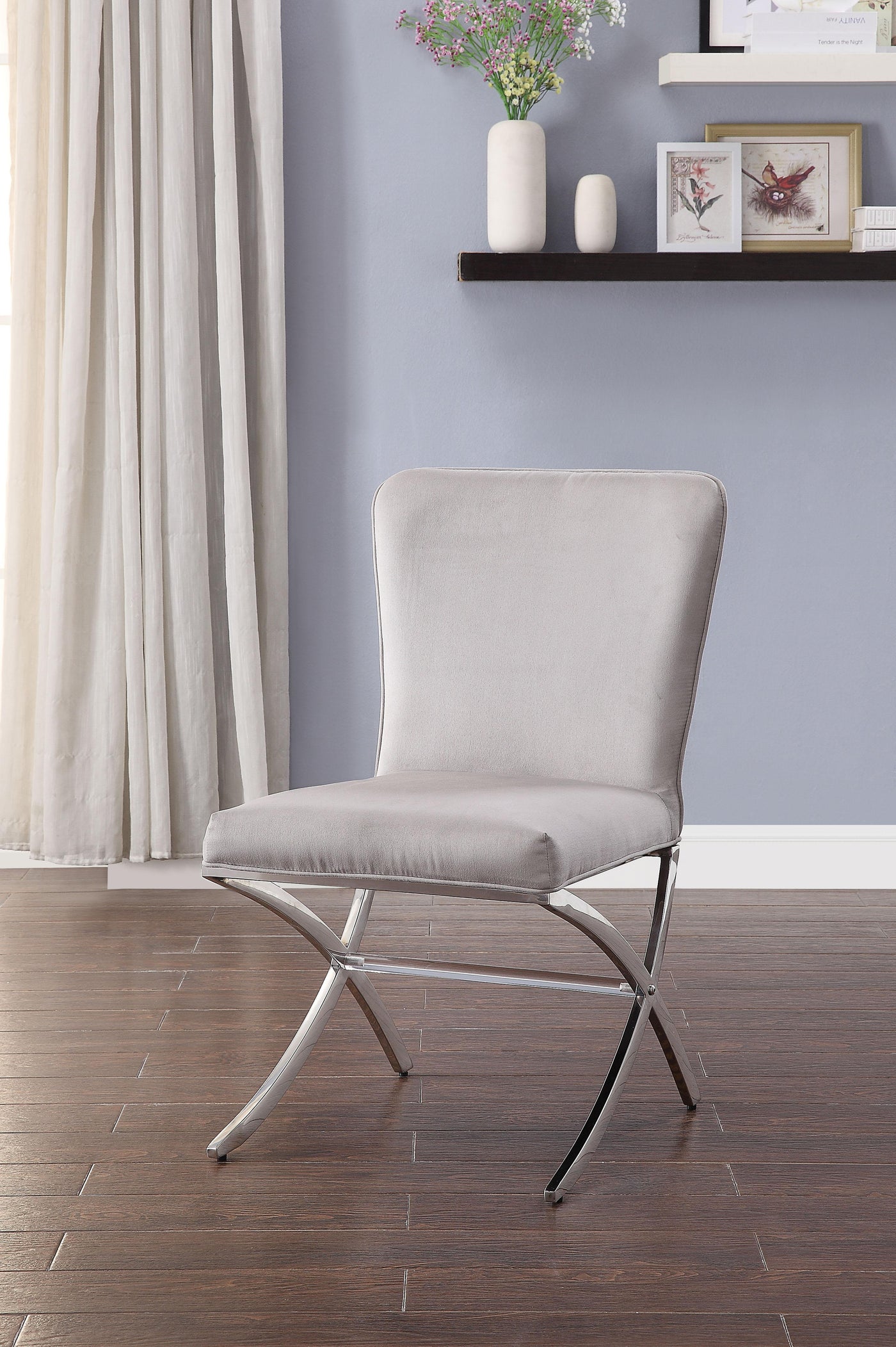 Daire Velvet & Chrome Side Chair Half Price Furniture
