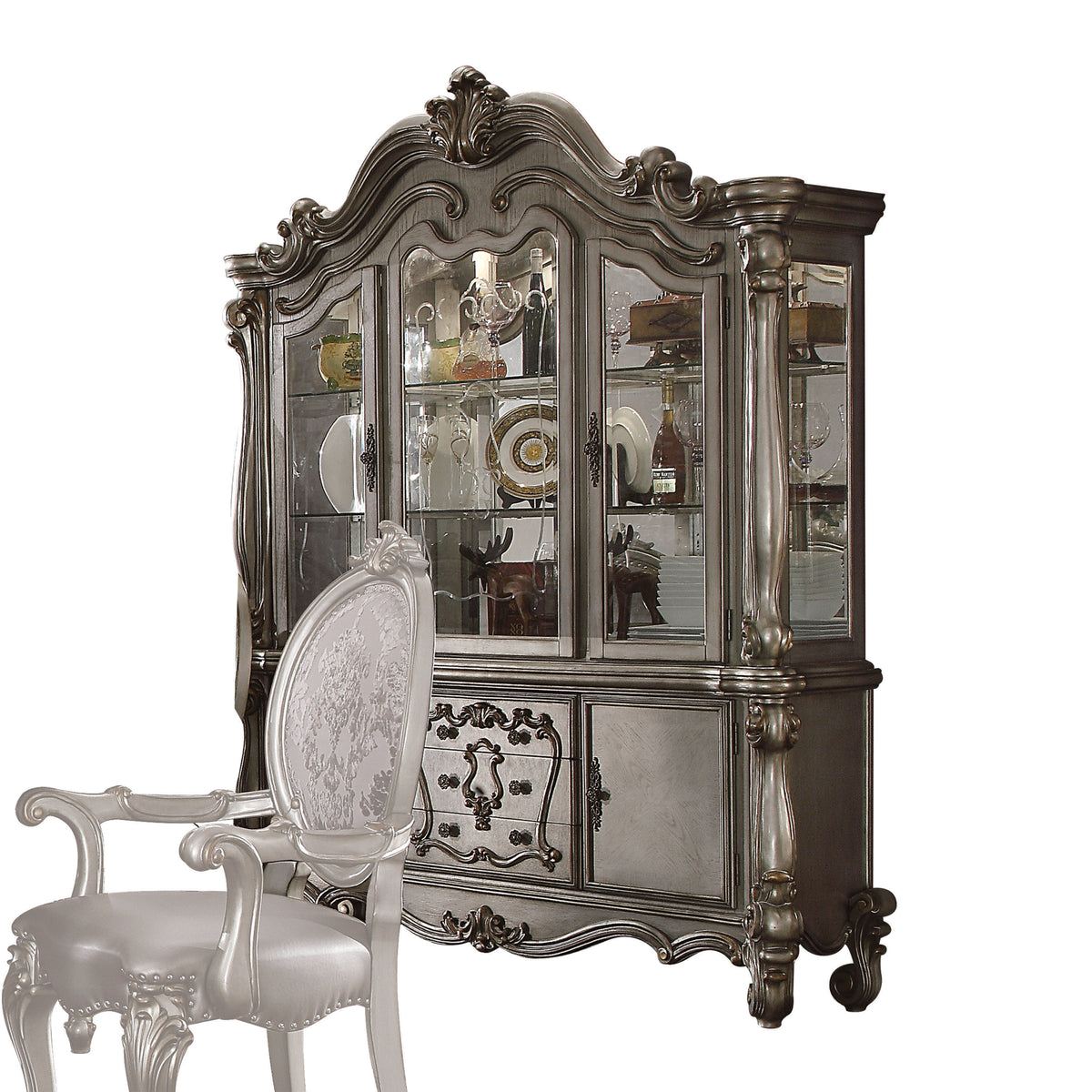 Versailles Antique Platinum Hutch & Buffet Half Price Furniture