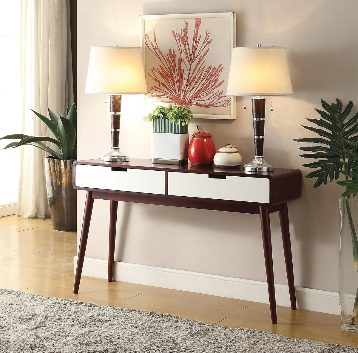 Christa Espresso & White Sofa Table Half Price Furniture