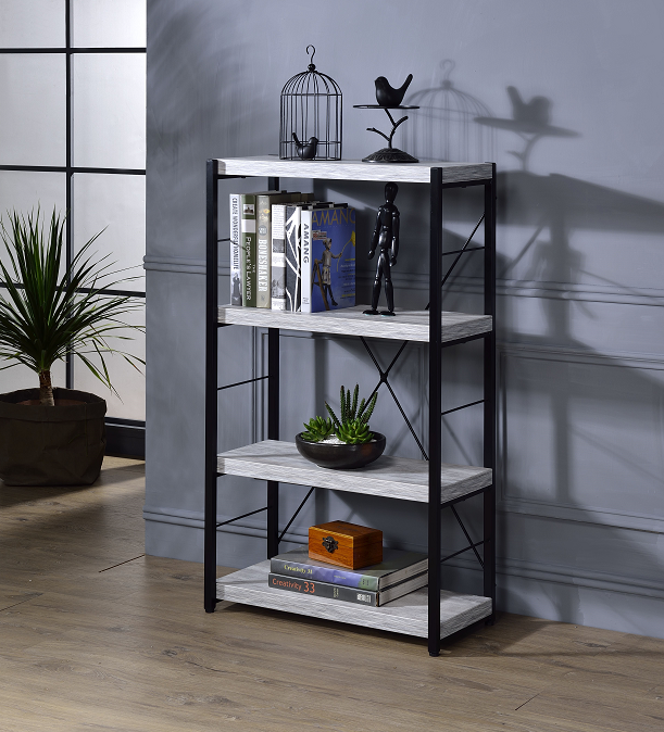 Jurgen Antique White & Black Bookshelf Half Price Furniture