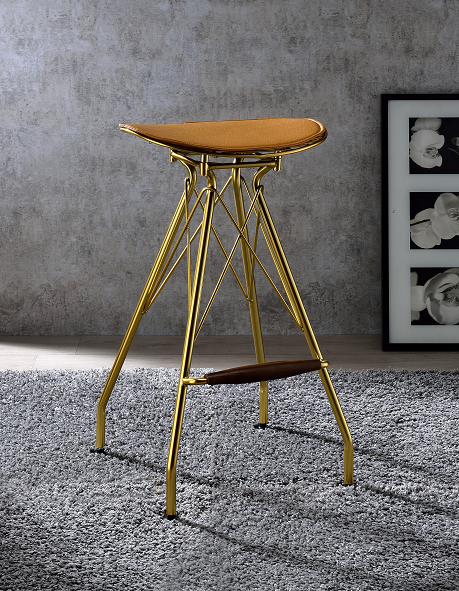 Dragea Whiskey PU & Gold Bar Stool Half Price Furniture