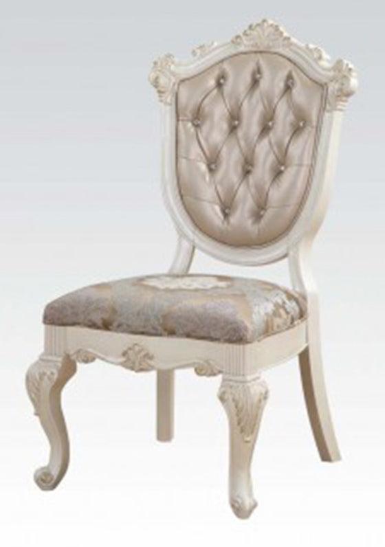Acme Chantelle Side Chair in Rose Gold and Pearl White (Set of 2) 63542 Half Price Furniture