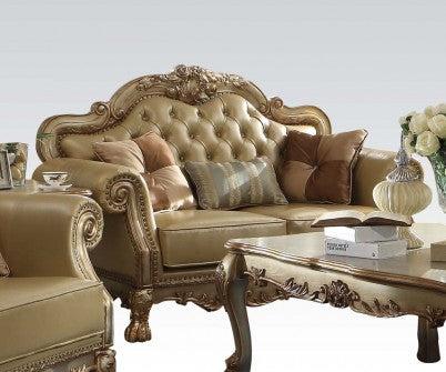 Acme Dresden Loveseat w/ 3 Pillows in Gold Patina 53161 Half Price Furniture
