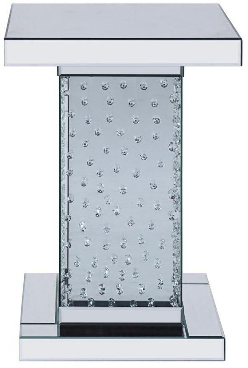 Acme Furniture Nysa End Table in Mirrored & Faux Crystals 81412 Half Price Furniture