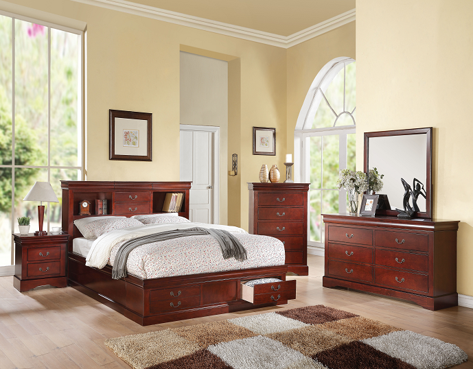 Louis Philippe III Cherry Eastern King Bed  Las Vegas Furniture Stores