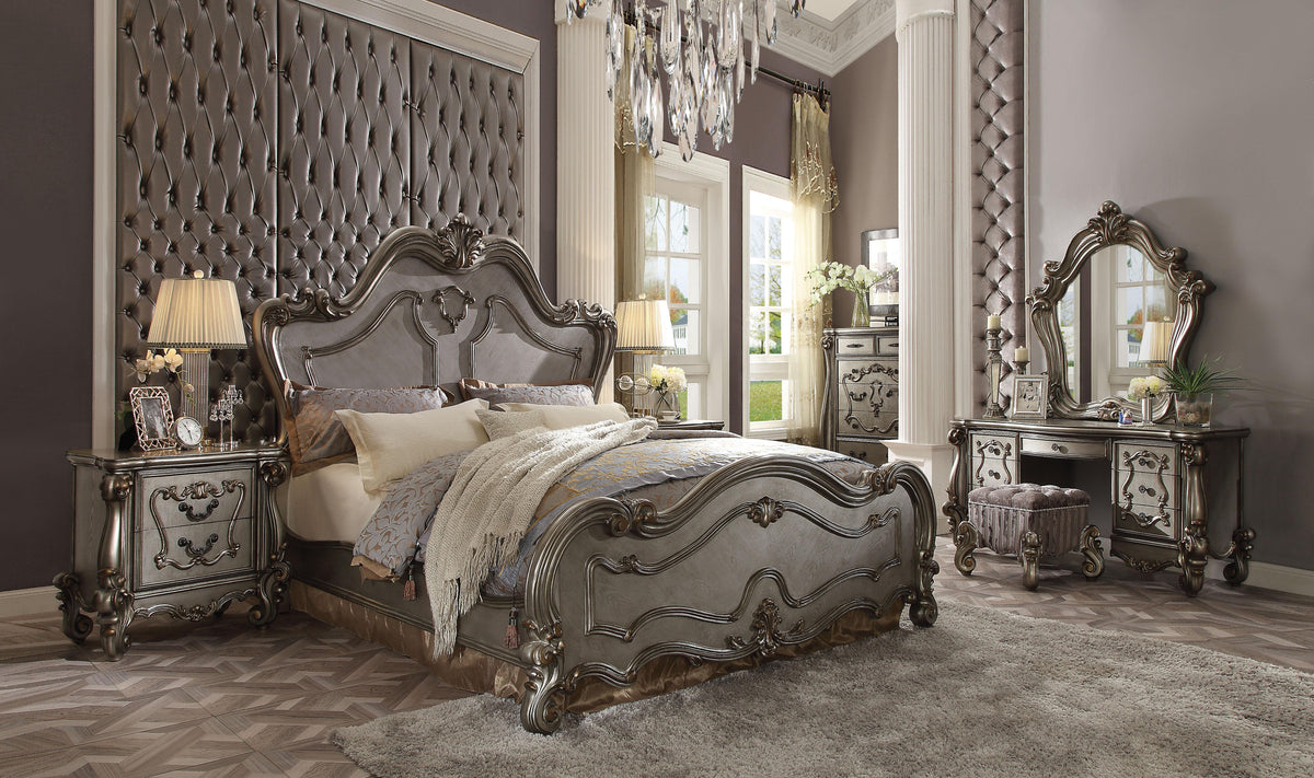 Versailles Antique Platinum Queen Bed  Las Vegas Furniture Stores