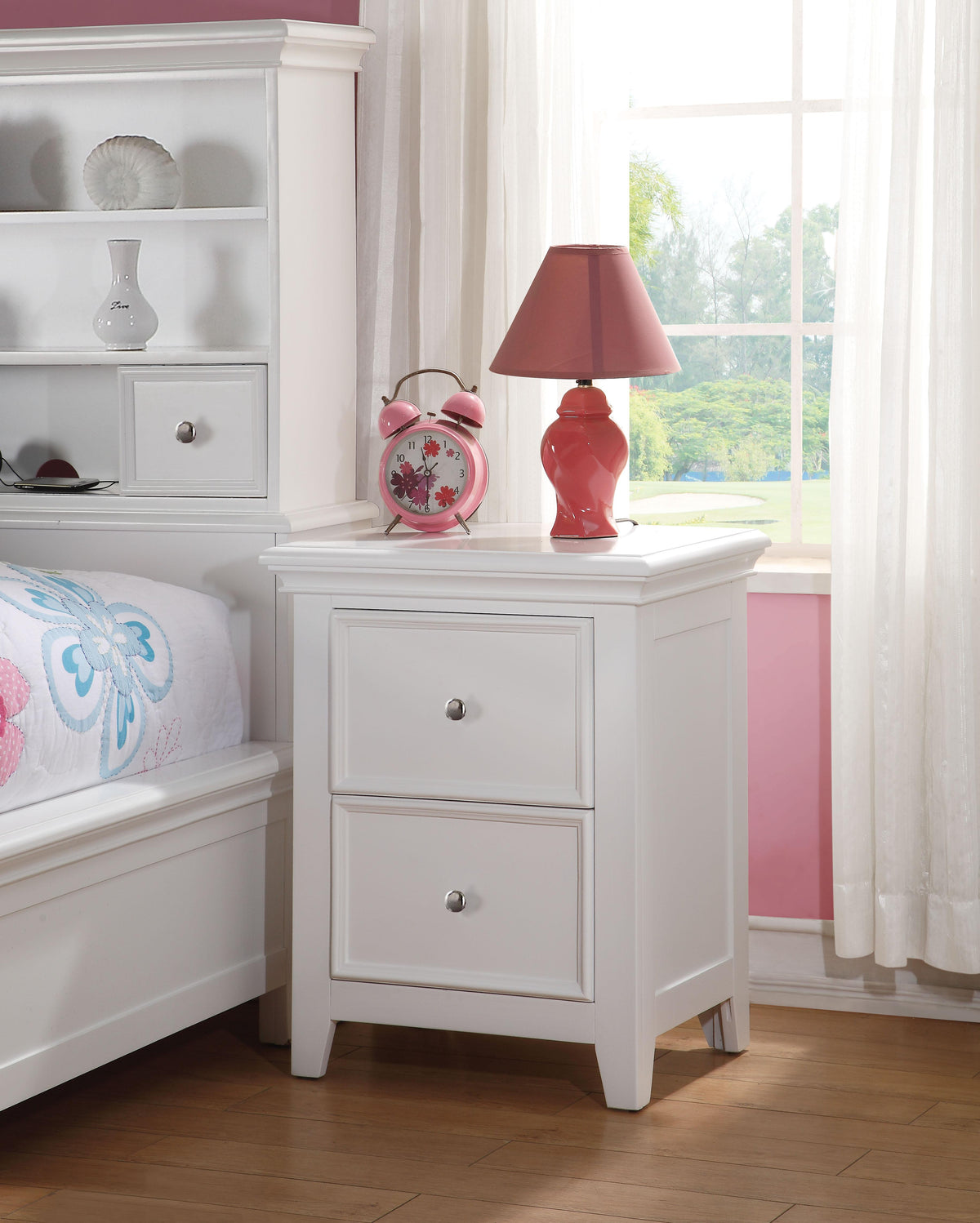 Lacey White Nightstand (2 DRAWERS)  Las Vegas Furniture Stores