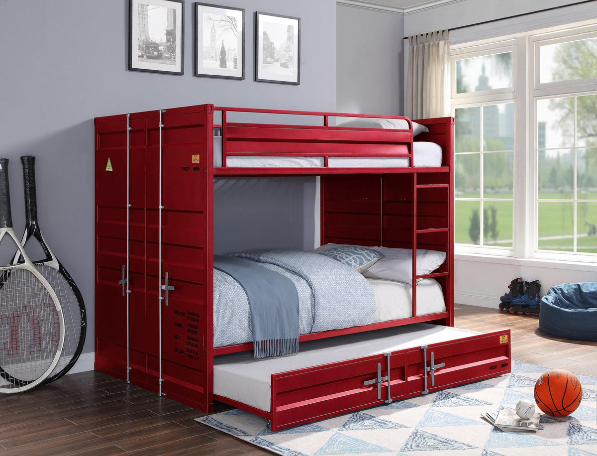 Cargo Red Bunk Bed (Full/Full)  Las Vegas Furniture Stores