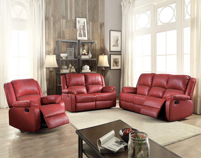 Zuriel Red PU Sofa (Motion)  Las Vegas Furniture Stores