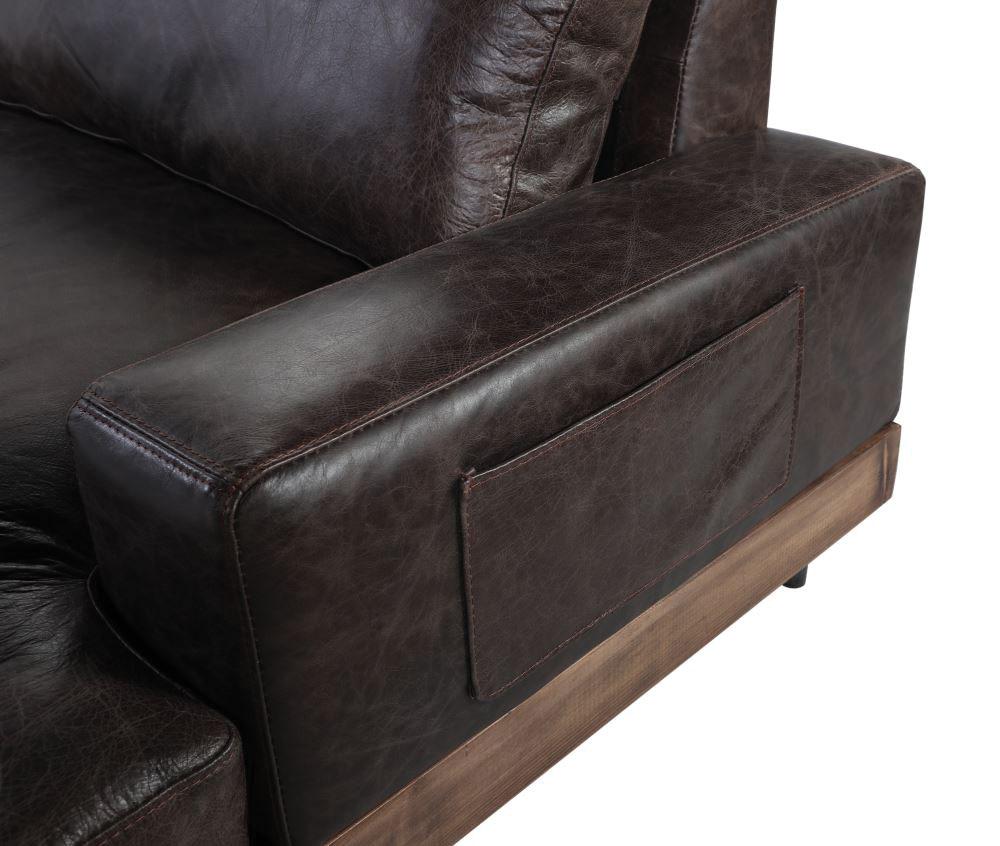 Silchester Oak & Distress Chocolate Top Grain Leather Sofa  Las Vegas Furniture Stores
